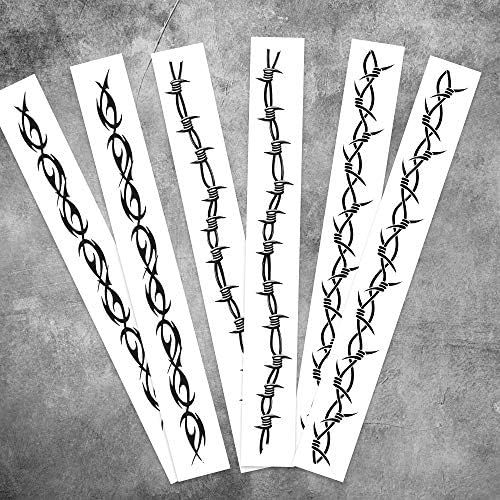 Variety Pack of Large Barbed Wire Temporary Tattoos | 6-Pack | Skin Safe | MADE IN THE USA | Remo... | Amazon (US)
