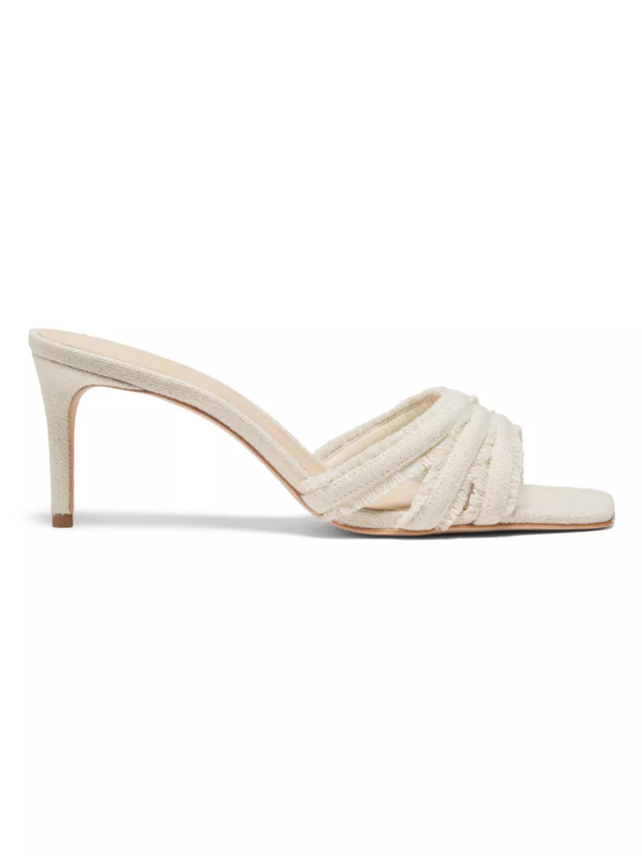 Three Band Frayed Mule 70MM Linen Sandals | Saks Fifth Avenue