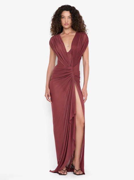 LEIA DRAPE MAXI DRESS - RUST | Bec & Bridge (Global)