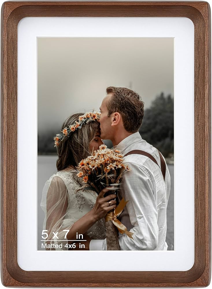 5x7 Picture Frame, Display Photos 4x6 with Mat or 5x7 without Mat, Made of Solid Natural Walnut W... | Amazon (US)