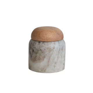 Storied Home Modern Marble Canister with Wood Lid, Natural DF7365 - The Home Depot | The Home Depot