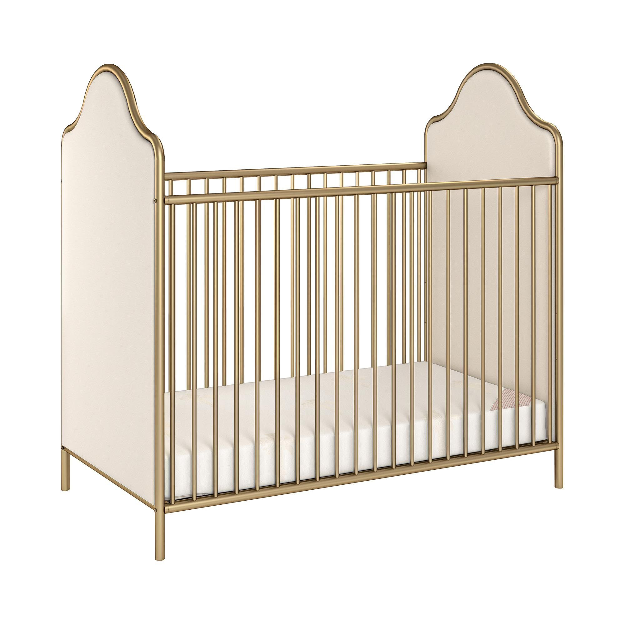 Little Seeds Piper Upholstered Metal Crib, Gold | Amazon (US)