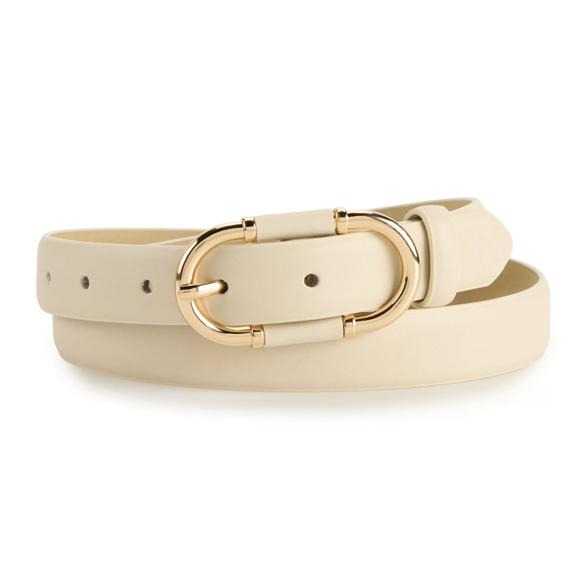 Women's Nine West Center Bar With PU Wrapped Buckle Belt, Size: Large, White | Kohl's