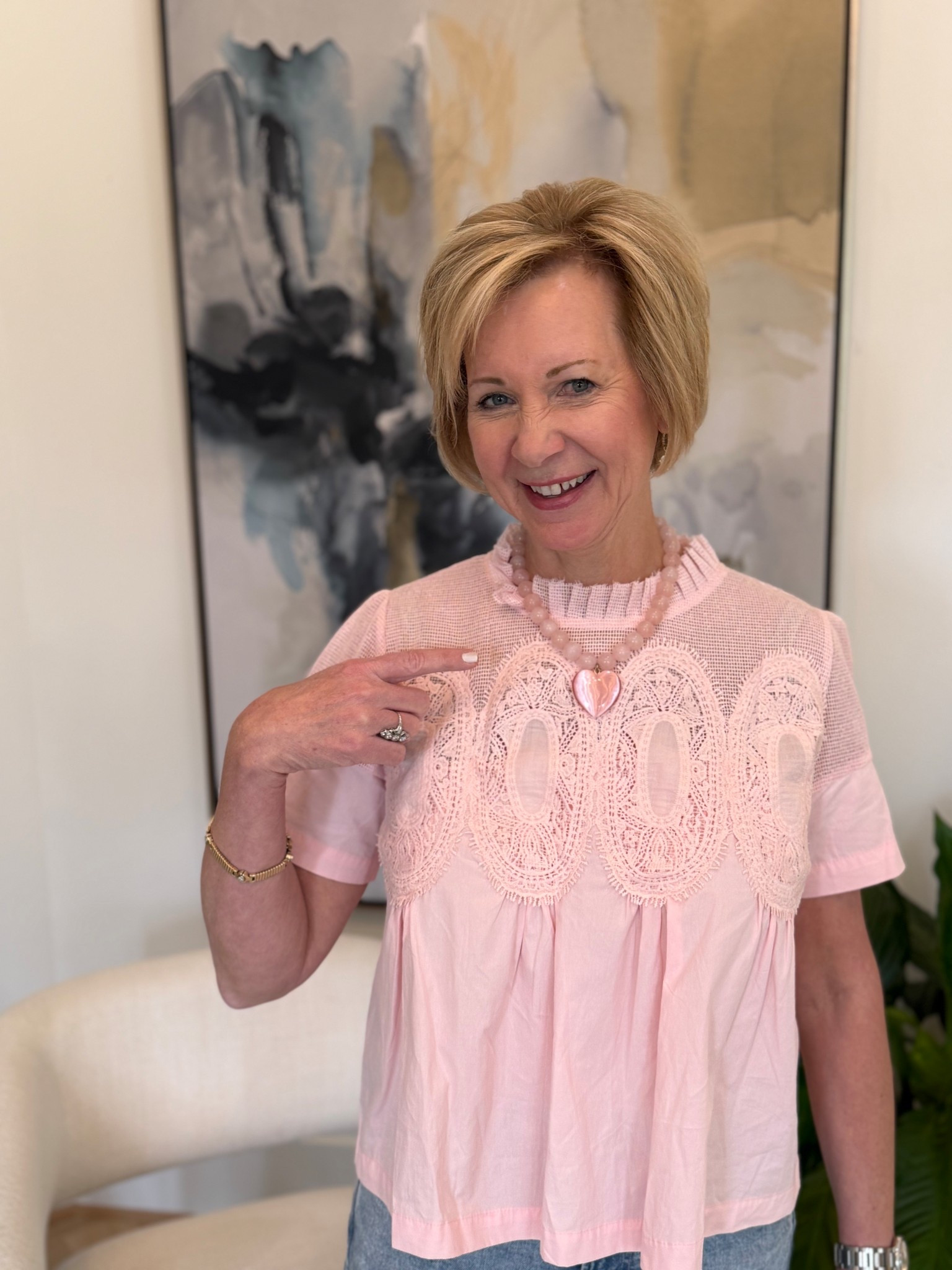 Today’s install was amazing! Decorating led to admiring our client’s Daughter’s jewelry line led to me taking home a fabulous new piece from her spring collection. I just had to share the necklace with you and my favorite shirt that comes in so many different colors!

#LTKdayinmylife #LTKootd #LTKOver40