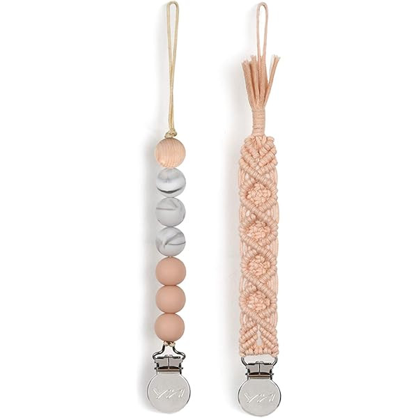 Pacifier Clip, Sugee Silicone Teething Beads Binky Holder Soothie Teether Clips Soft Braided Rope... | Amazon (US)