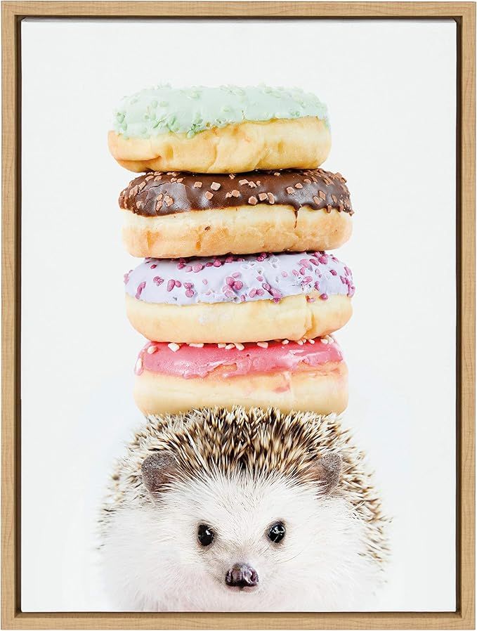 DesignOvation Sylvie Hedgehog Donuts Framed Canvas by Amy Peterson, 18x24, Natural | Amazon (US)