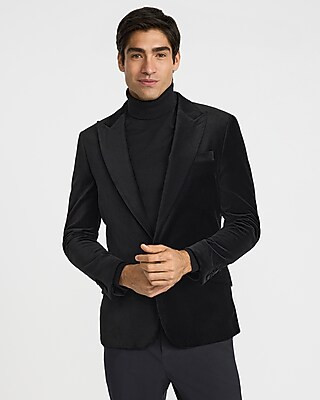 Slim Black Velvet Tuxedo Jacket | Express