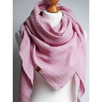 Soft Pink Triangle Scarf, Muslin Cotton Shawl Wrap Scarf For Women, Bandana Soft in Shade | Etsy (US)