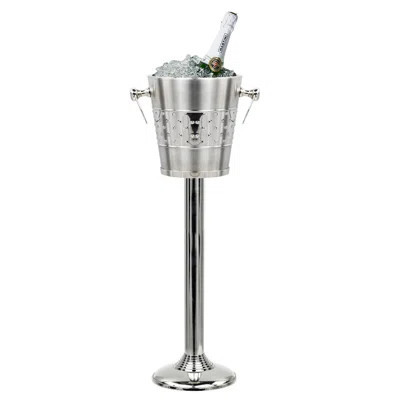 Brushed Nickel Plated Wine & Ice Bucket With Steel Bucket Stand | Wine Chiller On Stand Kitchenware Bar Ware | Wayfair North America