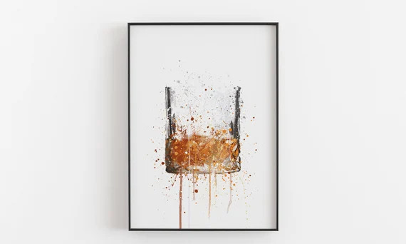 Whiskey Glass Wall Art Print 0555 | Etsy (US)