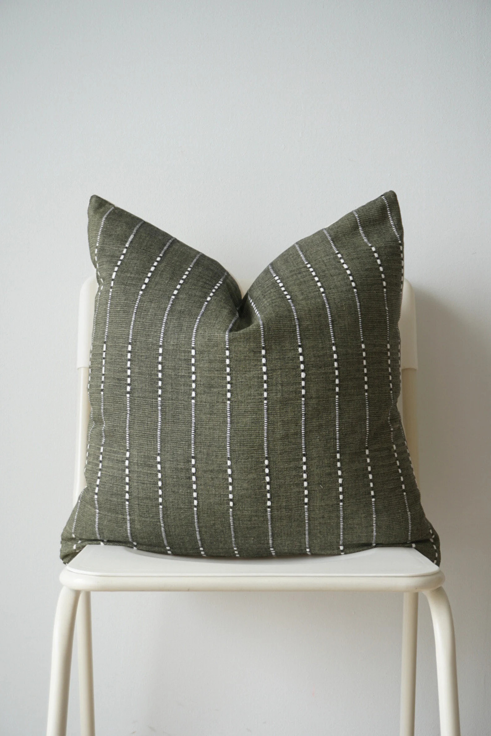 Olive Green Striped Pillow Cover: Hmong Batik, Natural Dyed - Etsy | Etsy (Global)