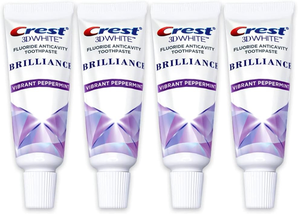 Crest 3D White Brilliance Toothpaste, Vibrant Peppermint, Travel Size 0.85 oz (24g) - Pack of 4 | Amazon (US)