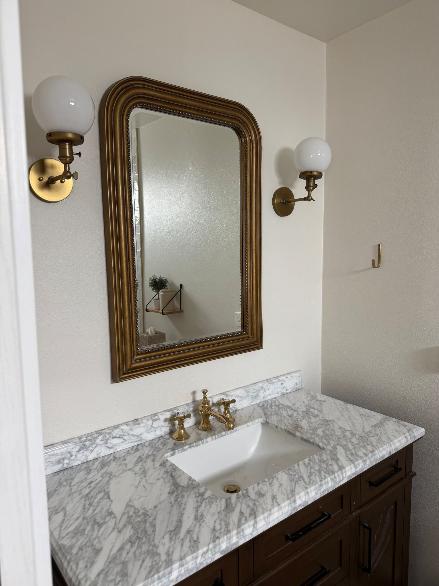 Master bathroom inspo ✨ traditional, timeless decor. The lights can be hung either up like I have them or down as well!

#LTKHome