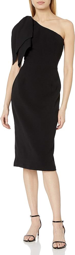 Dress the Population Women's Tiffany One Shoulder Bow Detail Midi Sheath Dress | Amazon (US)