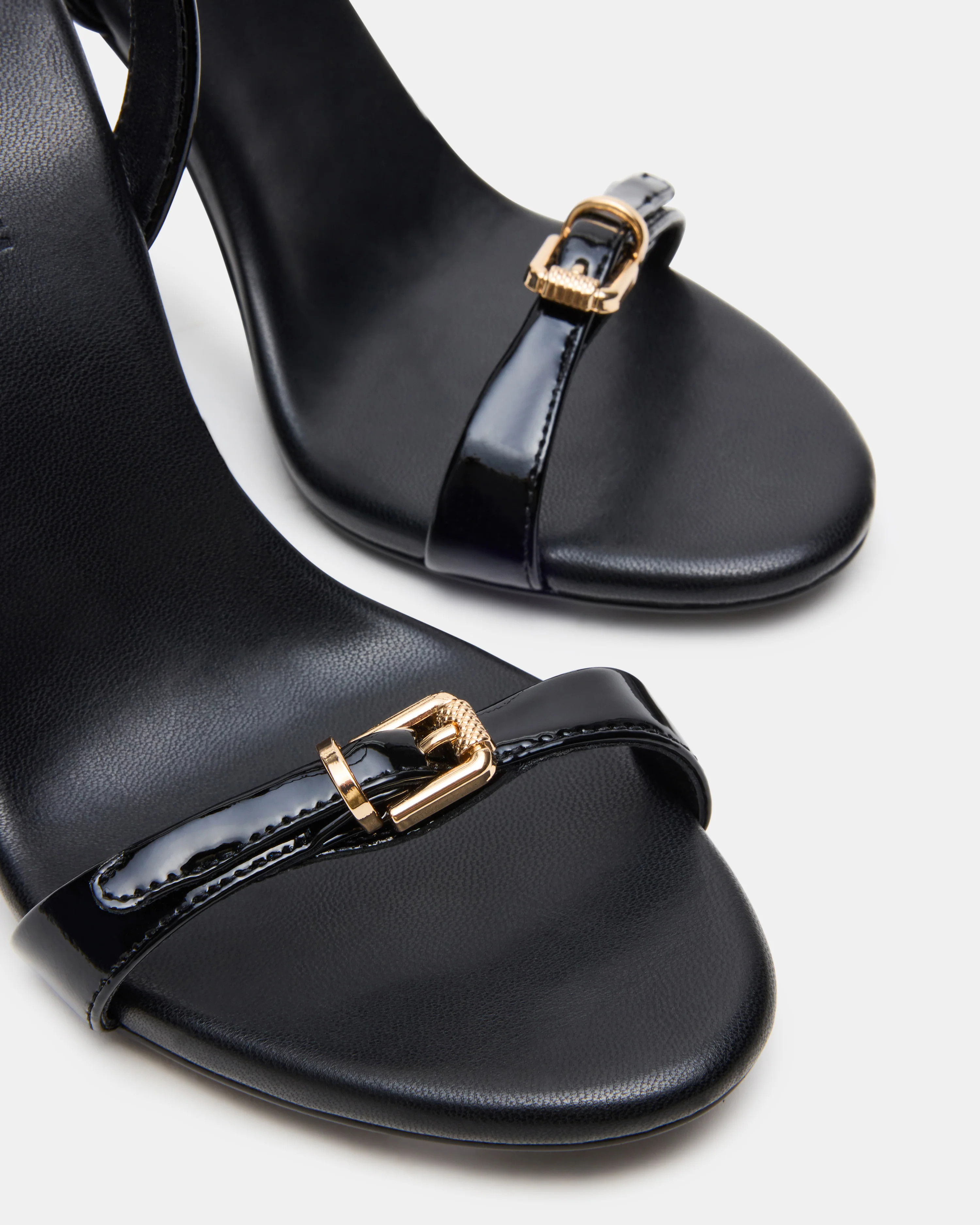 FOXX Black Patent Strappy Stiletto Open-Toe Women's Heel | Steve Madden (US)