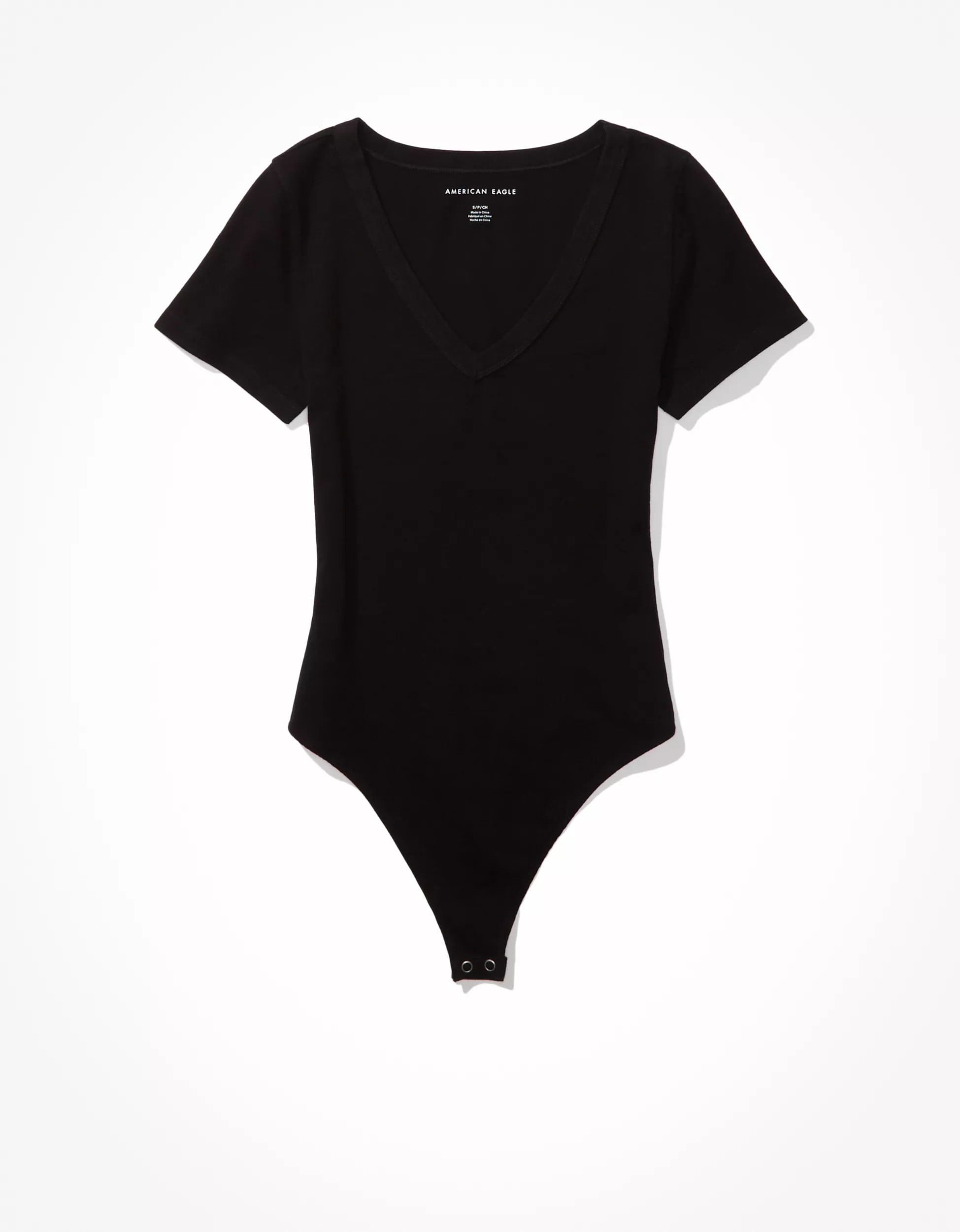 AE Short Sleeve V-Neck Bodysuit | American Eagle Outfitters (US & CA)