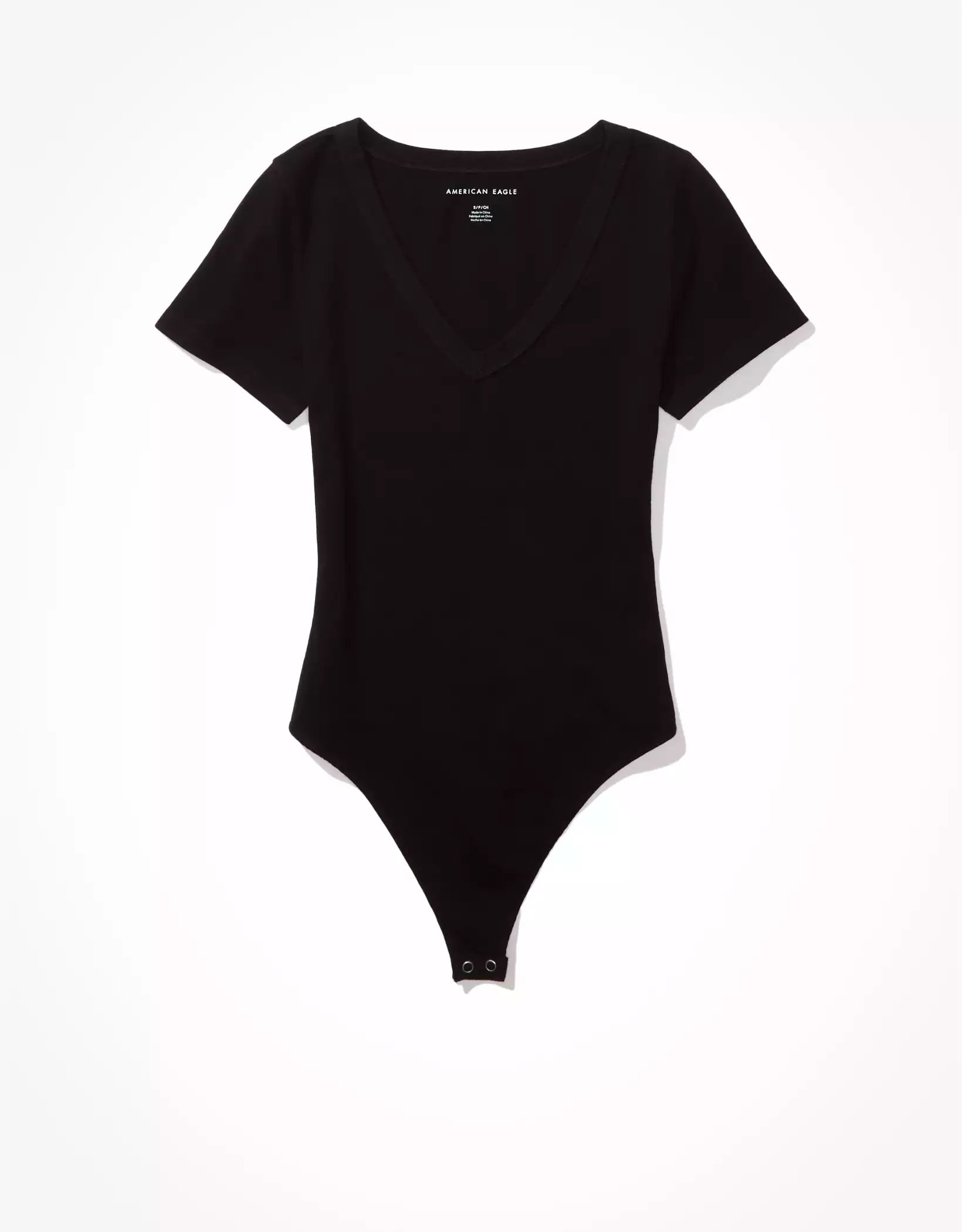 AE Short Sleeve V-Neck Bodysuit | American Eagle Outfitters (US & CA)