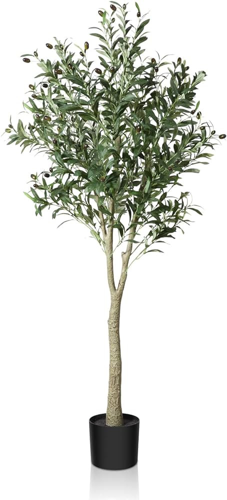 CROSOFMI Artificial Olive Tree 150cm Big tall Fake Plants, Artificial Olive Silk Plants Indoors i... | Amazon (UK)