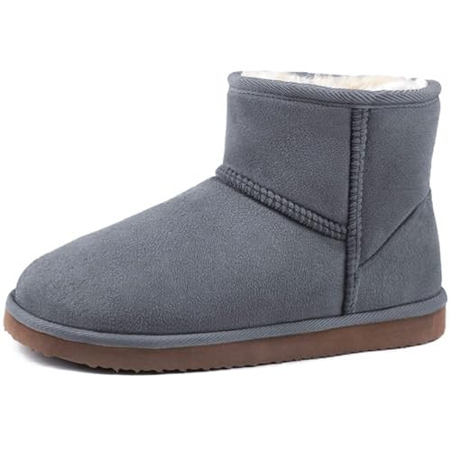 Zizor Women's Cozy Short Bootie Slippers, Winter Warm Hard Bottom House Shoes with Fuzzy Lining, Gray, 10 M US | Amazon (US)