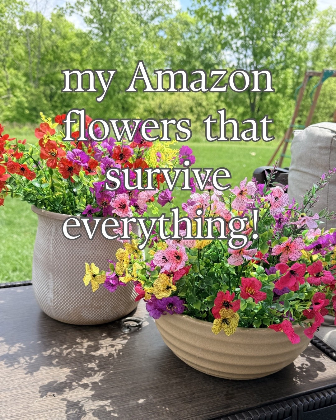 I was tired of the deer, extreme sun/heat, and my kids destroying my flowers. So I tried these out from Amazon and I am pleasantly surprised how real they look 🌸

#LTKmomlife #LTKMothersDay #LTKHome