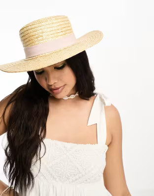 ASOS DESIGN – Leichter, größenverstellbarer, natürlicher Strohhut mit hellem Band | ASOS DE