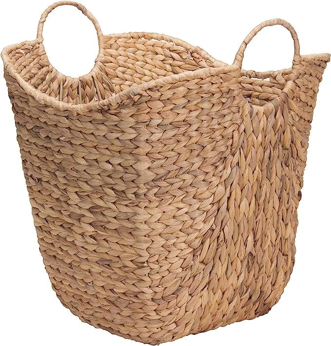 Household Essentials ML-4002 Tall Water Hyacinth Wicker Basket with Handles | Natural, Brown, Nat... | Amazon (US)