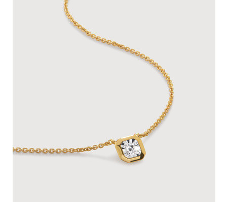 Lab Grown Diamond Solitaire Asscher Chain Necklace Adjustable 41-46cm/16-18' | Monica Vinader (US)