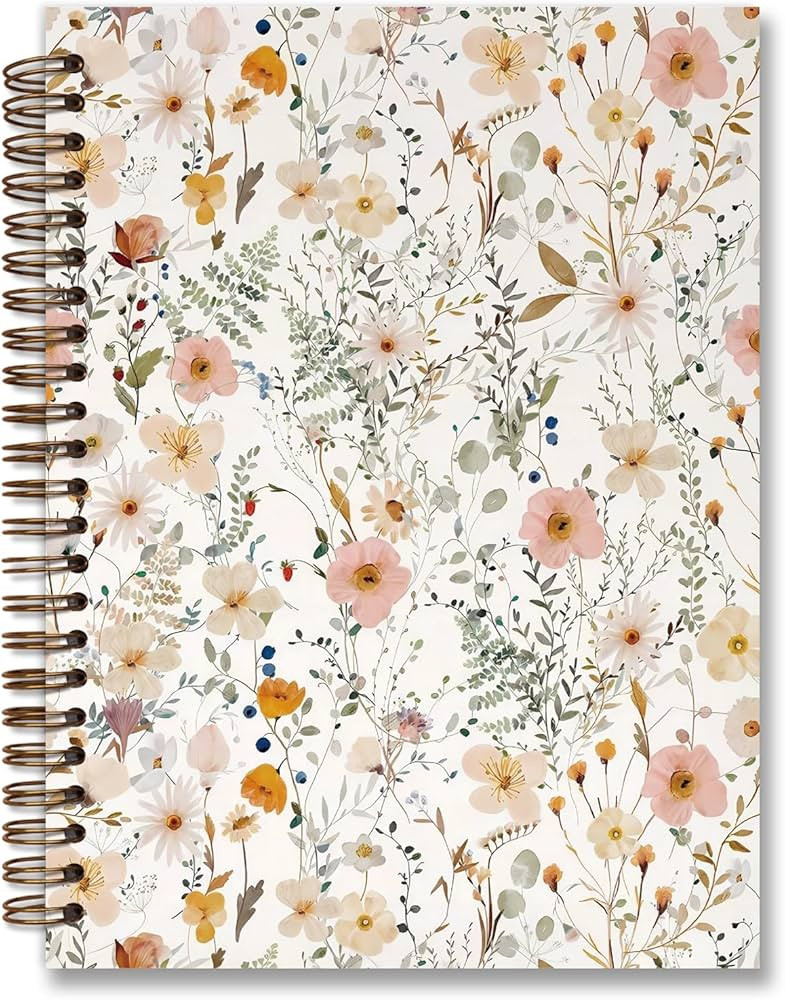 Vintage Aesthetic Floral Spiral Notebook,Trendy Floral Notebook for Women,Watercolor Floral College Ruled Hardcover Notebook for Work Writing Journaling,Hardcover Spiral Notebook | Amazon (US)