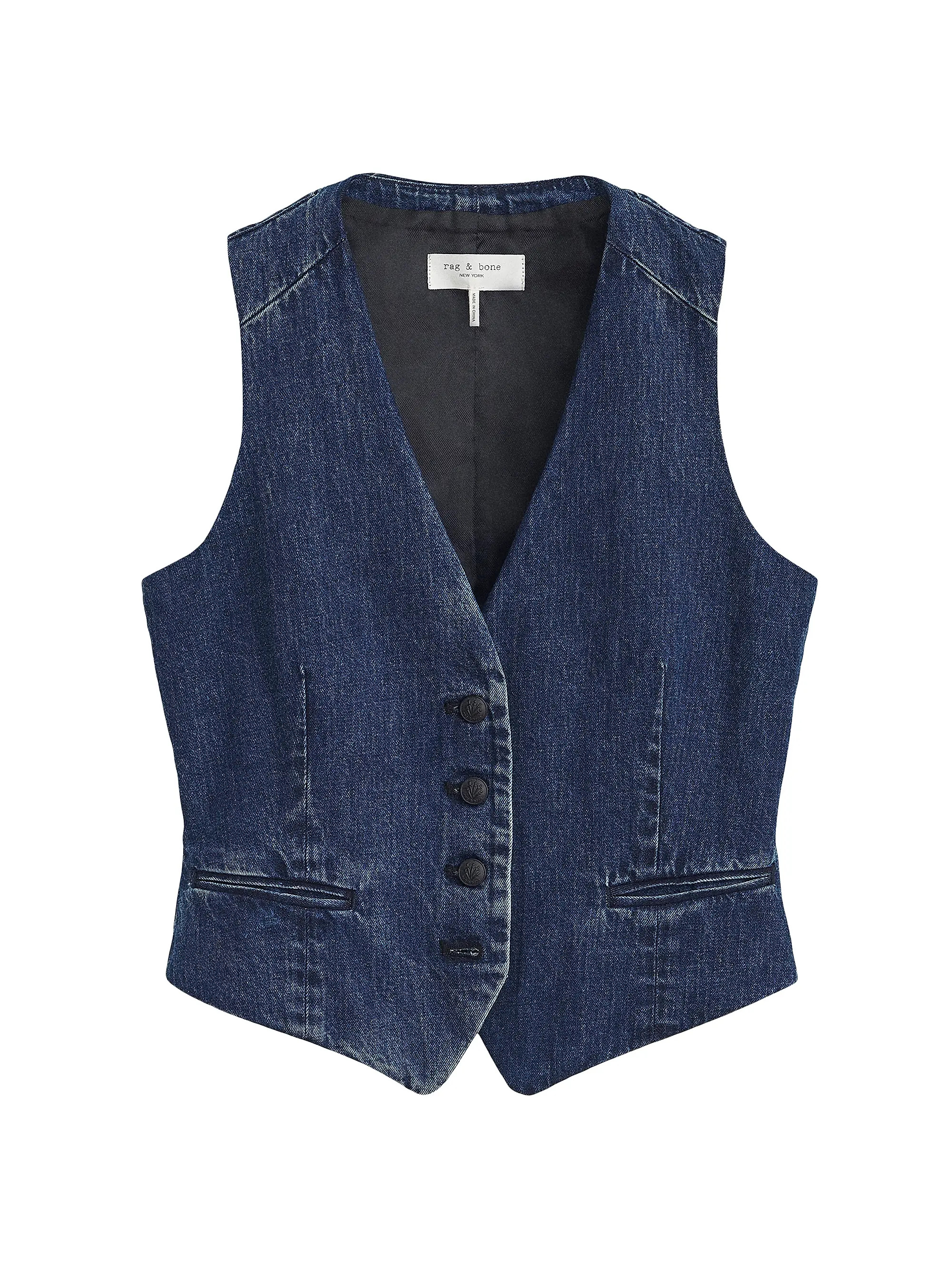 Priya Cropped Denim Vest | Saks Fifth Avenue