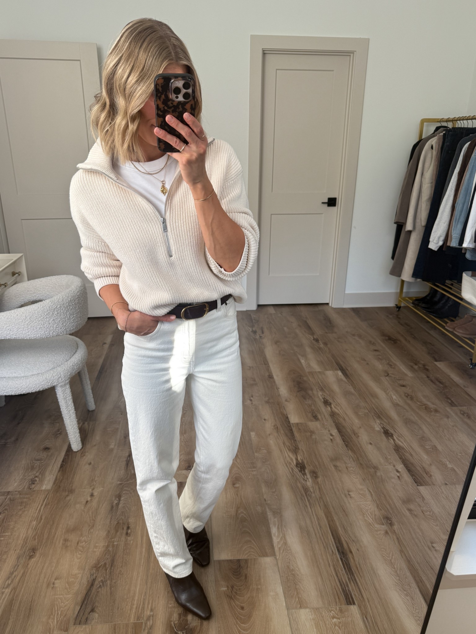 Wearing small tee, small quarter zip sweater, 26/regular jeans, small belt, boots tts 

#LTKOver40 #LTKFindsUnder100 #LTKootd