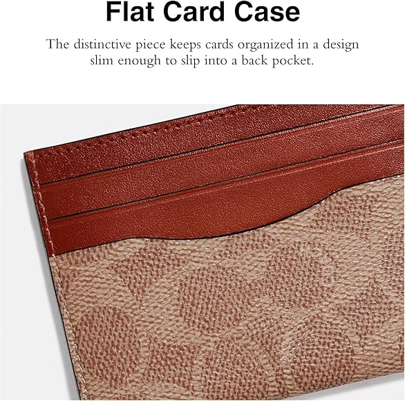 Coach Flat Card Case in Signature, Tan/Rust, One Size | Amazon (US)