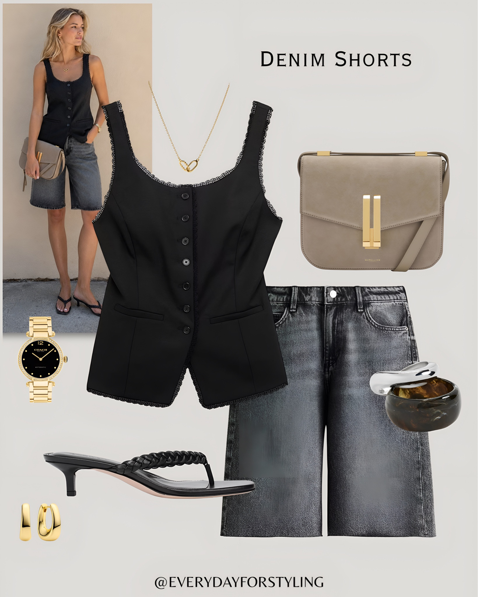 Black tank, grey longline shorts and a Demellier bag — minimal, sleek and completely chic 🖤

denim shorts outfit ideas 2026, how to style denim shorts, grey longline denim shorts, white denim shorts outfit, blue denim shorts summer, chocolate shorts outfit, denim shorts and shirt look, knotted tank denim shorts, elevated denim shorts style, chic summer shorts outfits, European summer casual look, quiet luxury casual summer, denim shorts women 2026, summer outfit inspo women, effortless summer dressing, smart casual shorts outfit, neutral summer outfits, affordable summer fashion, denim shorts styling tips, everydayforstyling

#DenimShortsOutfits, #SummerShortsStyle2026, #ChicDenimLooks, #SummerStyling, #SummerOutfitInspo2026​​​​​​​​​​​​​​​​



#LTKootd #LTKTravel #LTKSeasonal