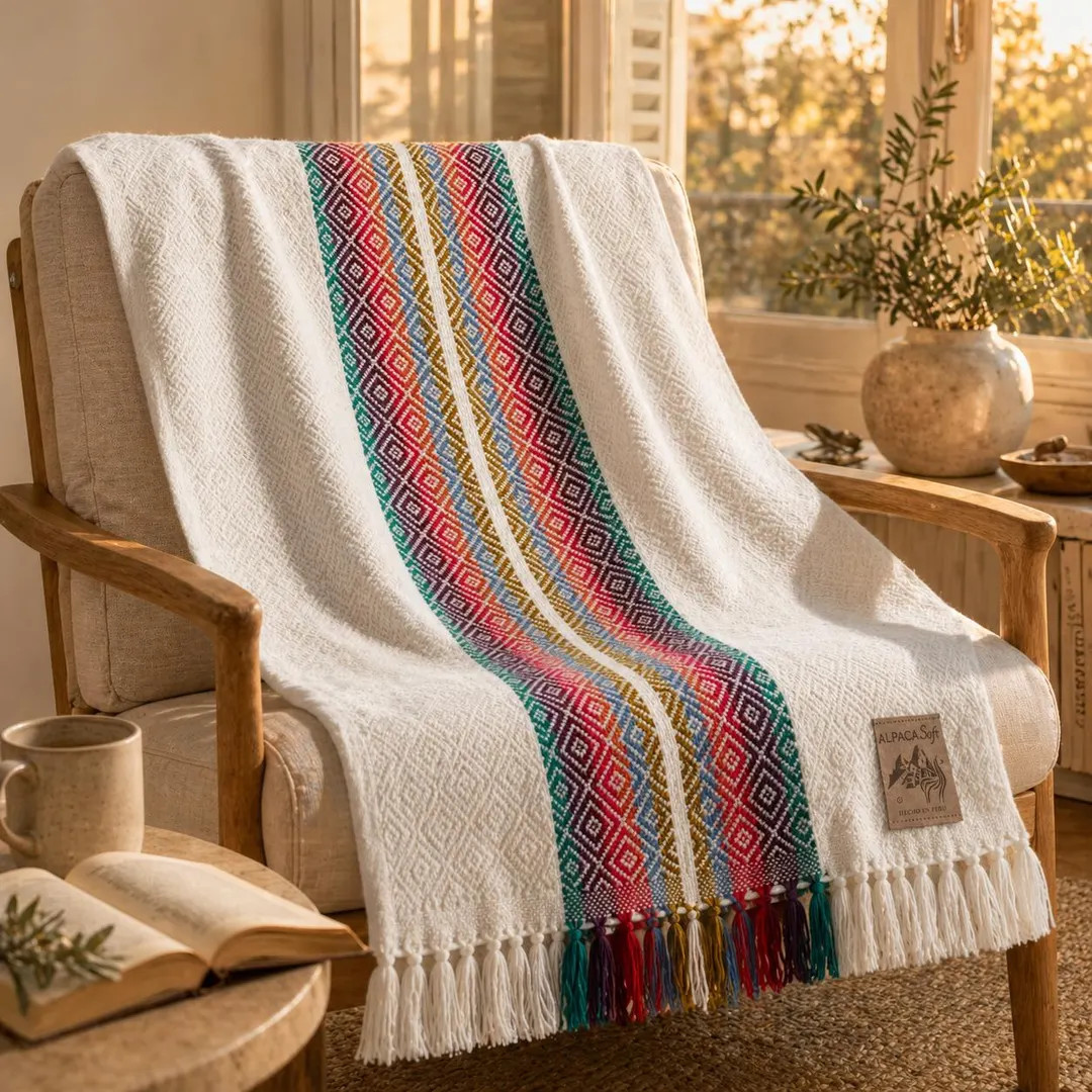 Alpaca Peru Blanket 200x140 cm \u2013 Sofa Throw & Bedspread \u2013 Sumaq white | Etsy (Global)