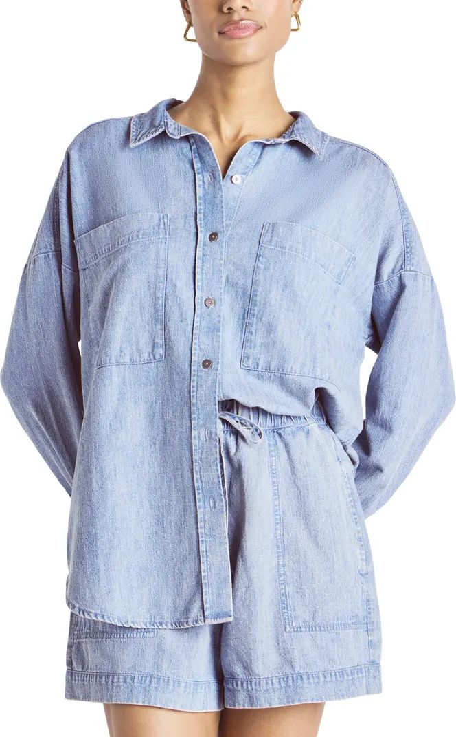 x Cella Jane Oversize Denim Button-Up Shirt | Nordstrom