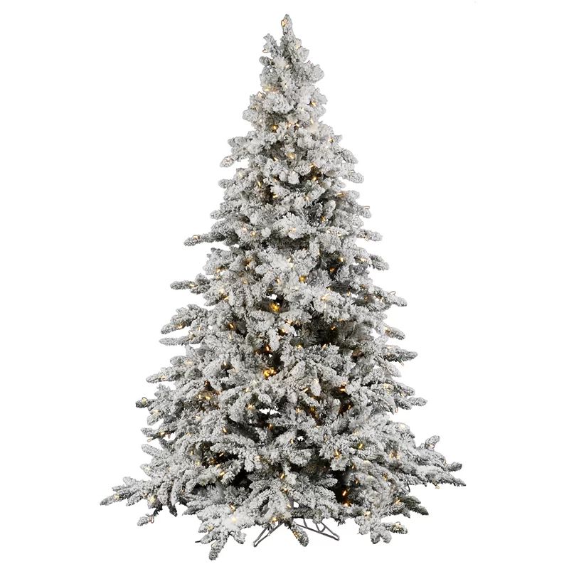 Flocked Utica 9' Green Fir Artificial Christmas Tree with 1000 LED Warm White Lights with Stand | Wayfair North America