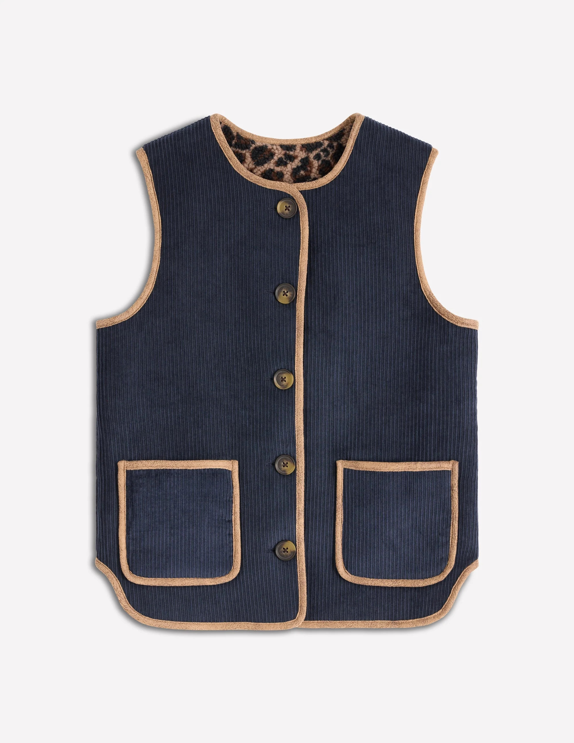 Clerkenwell Reversible Gilet-Navy, Leopard | Boden (US)
