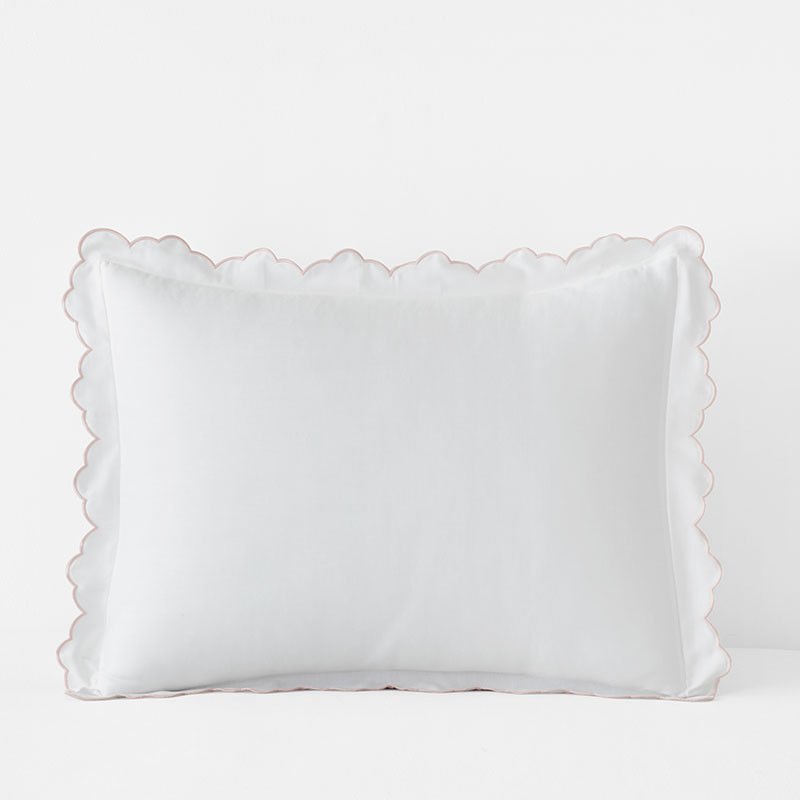 Embroidered Scallop Classic Smooth Sateen Solid Sham - Blush, Standard | The Company Store