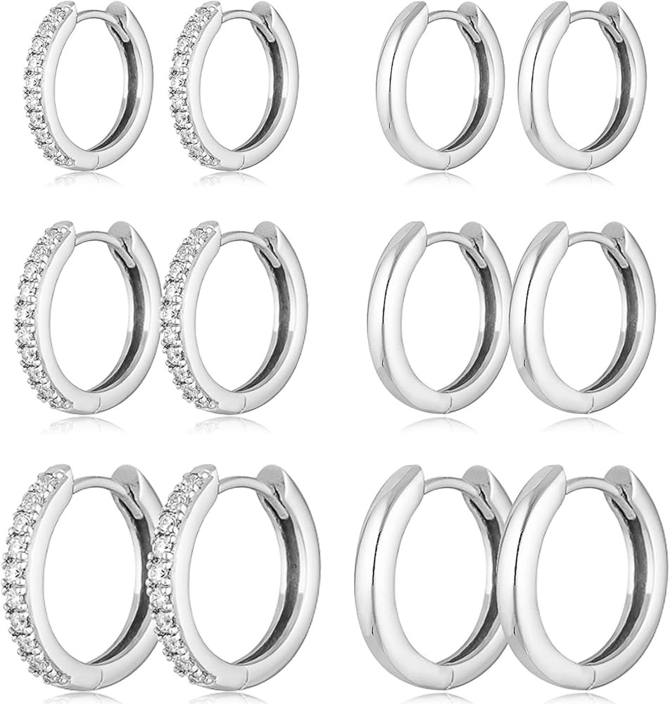 Gold Hoop Earrings Set 14k Gold Plated Huggie Hoop Earrings Hypoallergenic Tiny Lightweight Carti... | Amazon (US)