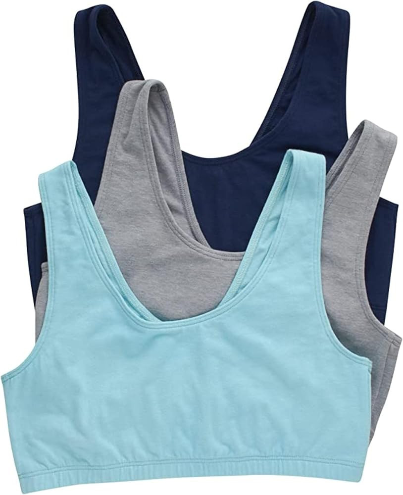 Hanes Women's Pack, Cotton Scoopneck Bralette, Low-Impact Sports Bra, 3-Pack | Amazon (US)