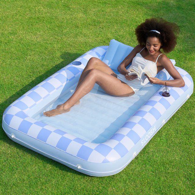 SLOOSH 70" x 46" Inflatable Tanning Pool (Blue Checker) | Walmart (US)