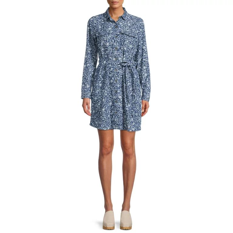 Time and Tru Women's Utility Shirt Dress | Walmart (US)