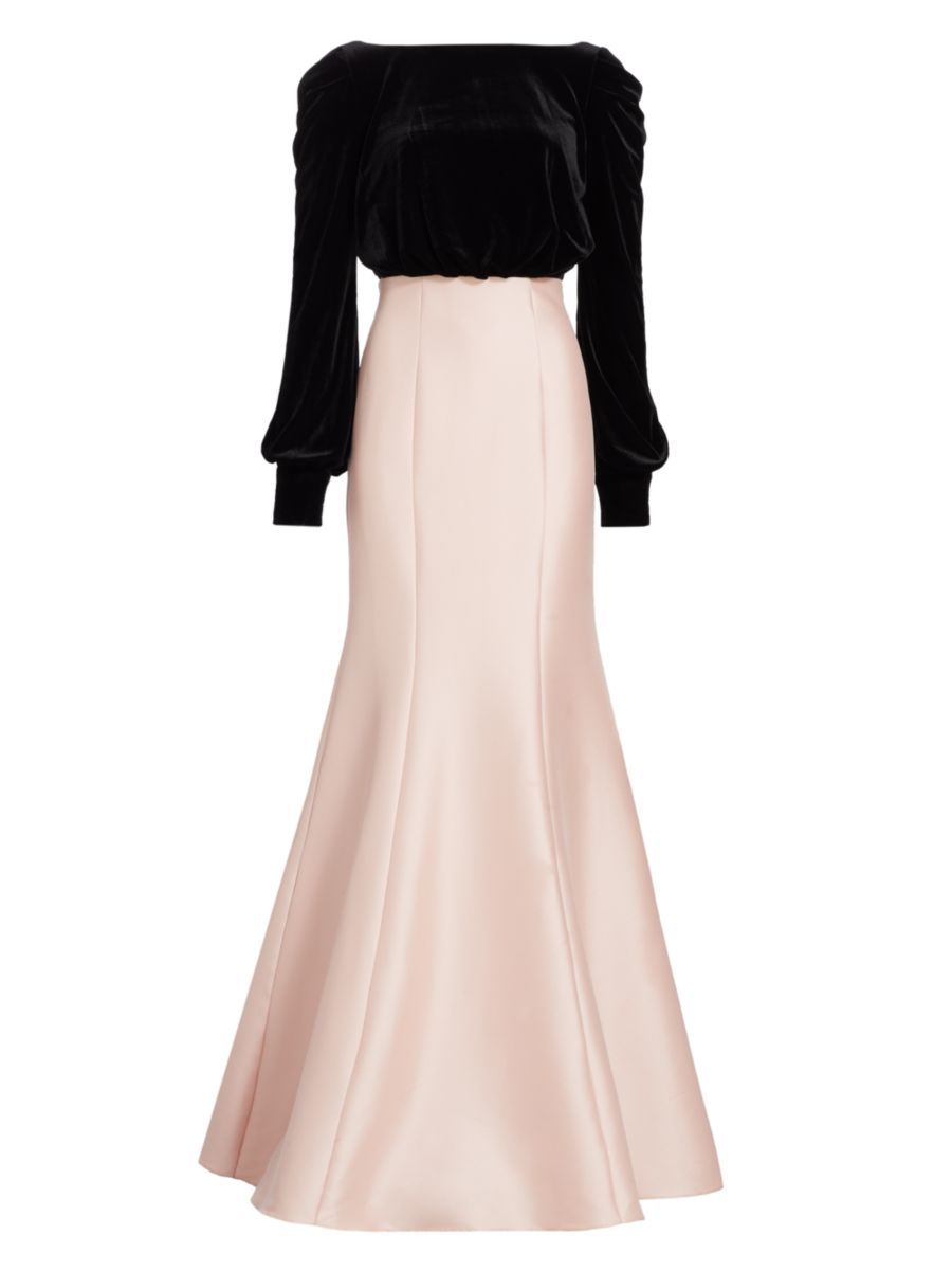 Two-Tone Velvet Bow Back Gown | Saks Fifth Avenue