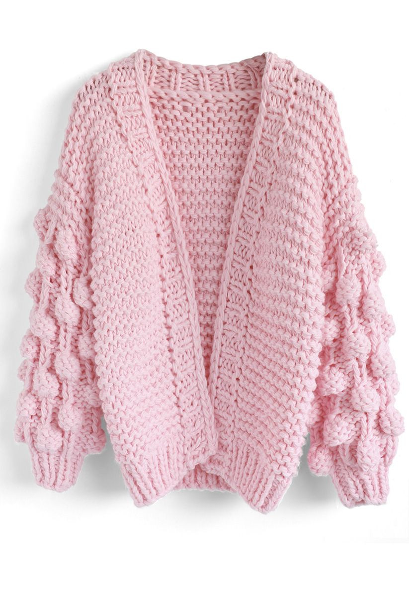 Pink Cardigan, Valentine’s Day, Cuteness on Sleeves Chunky Cardigan in Candy Pink | Chicwish