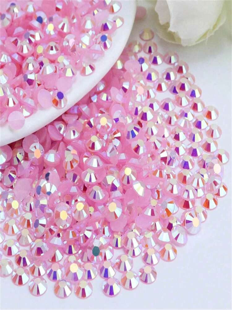 2000pcs 3-6mm Pink AB Color Flat Back Resin Rhinestones, Round Jelly Gems, Suitable For Making Accessories, Shoes, Clothes, Cosmetics, Bags, Decorations, Etc. | SHEIN