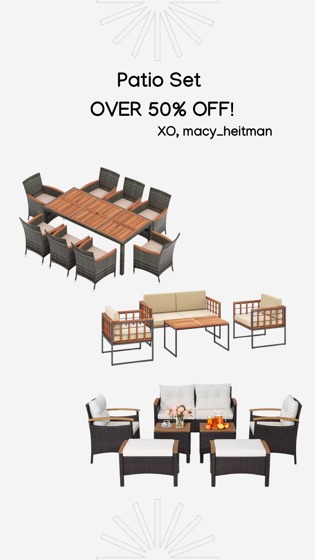 Patio Furniture 
OVER 50% OFF 

#target 

#LTKSaleAlert #LTKSeasonal #LTKHome