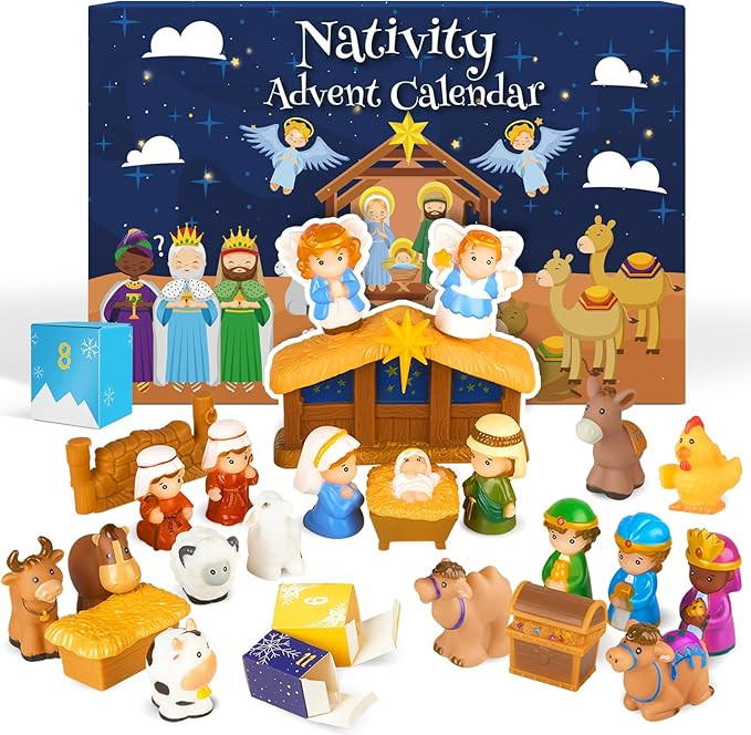 Nativity Advent Calendar 2024 Kids, Christmas Story Nativity Playset Christian Advent Calendar fo... | Amazon (US)