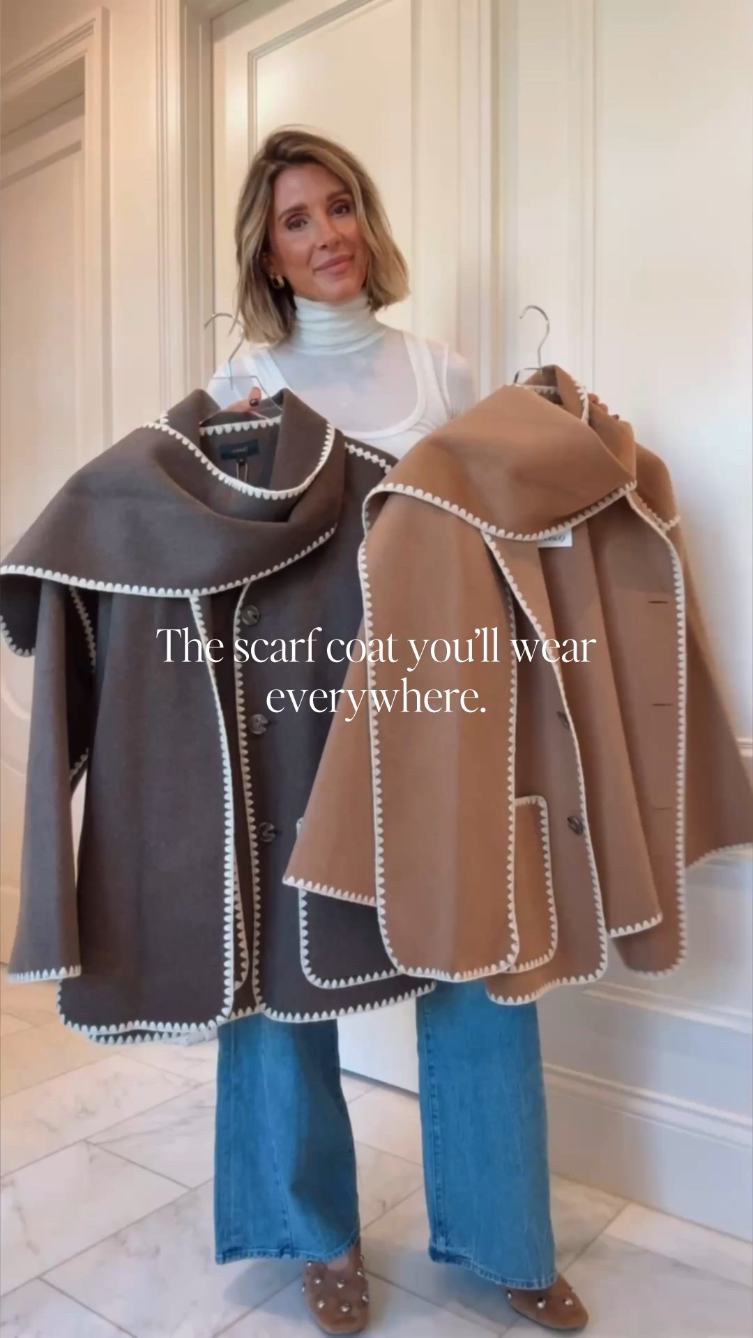 The scarf coat that looks designer and for $200. I'm wearing my size small 