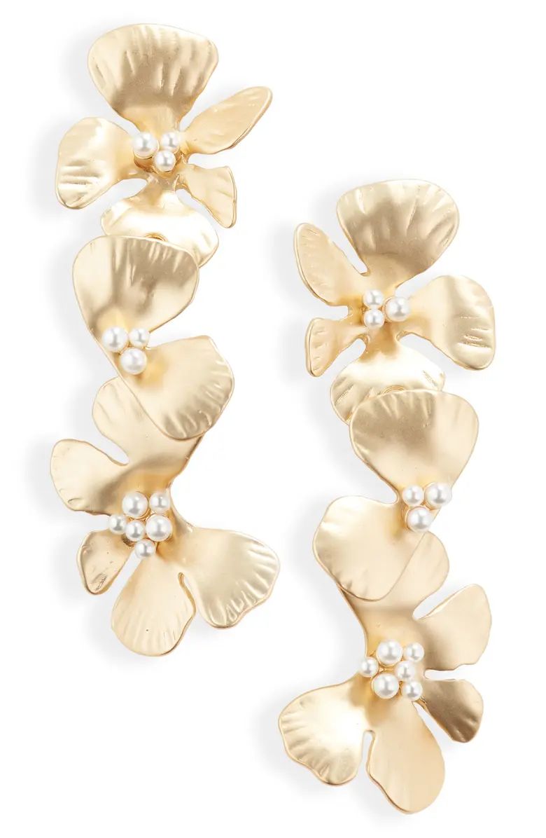 Imitation Pearl Flower Drop Earrings | Nordstrom