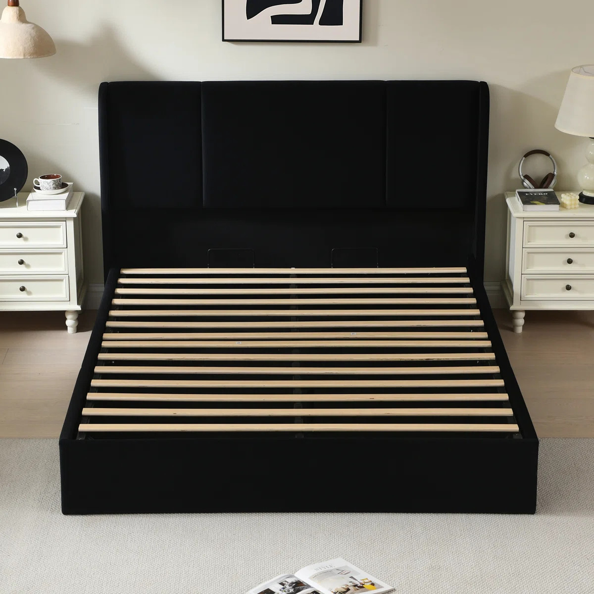 Juanetta Hydraulic Lift Up Storage Wingback Upholstered Platform Bed | Wayfair North America