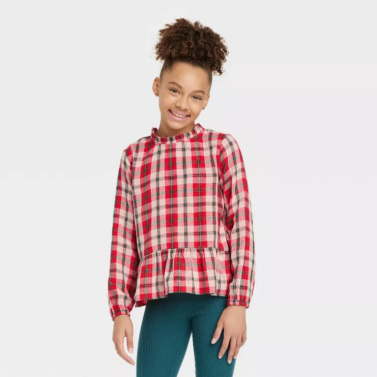 Girls' Long Sleeve Woven Top - Cat & Jack™ | Target